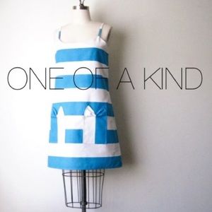 Blue and white striped handmade dress